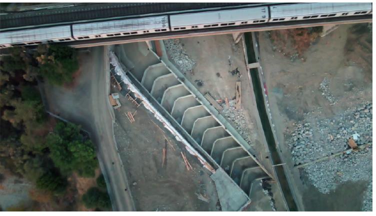 Alameda Creek fish ladder, arial view